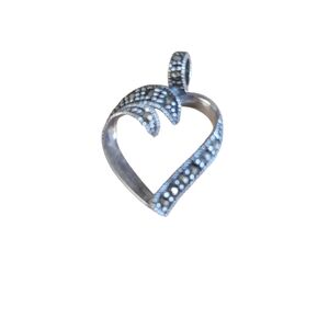 Elegant Silver Heart Pendant Sterling Silver 925 Marcasite